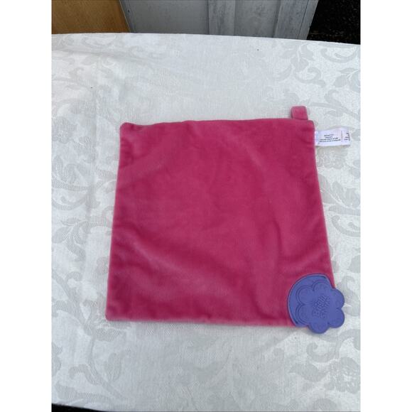 Bright Starts Crinkle Teething Blanket Bird Buterfly Cow Pig Pink with Purple - Picture 2 of 4